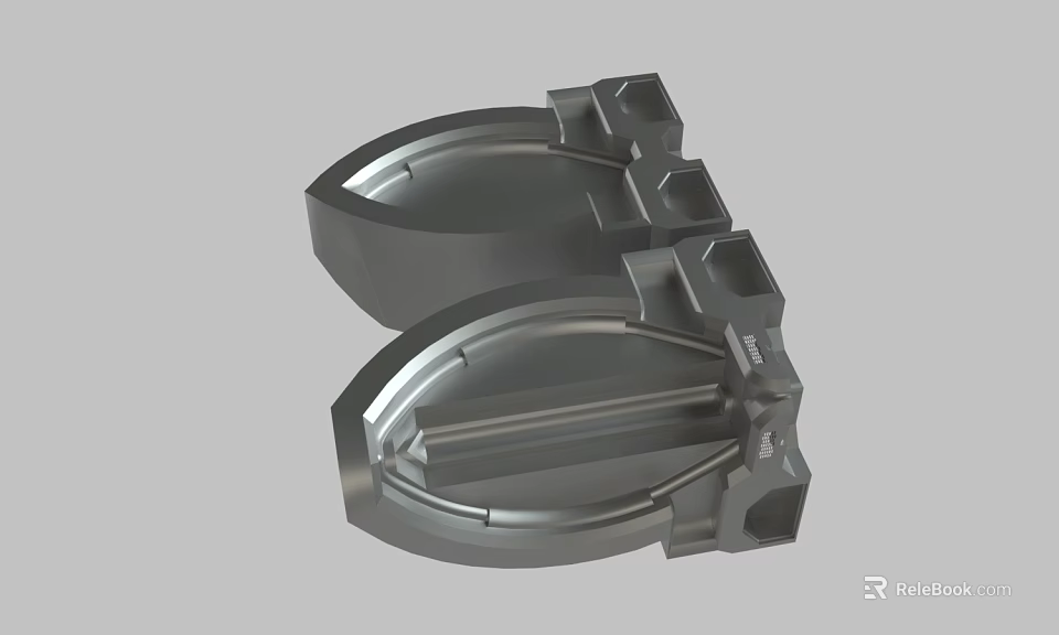 Metal Mechanical Components With Curved Structure And Two Connected Parts 3d model 
