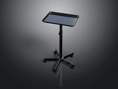 Portable Black Metal Tray Table With Wheeled Base And Square Top For Home Use 3d model