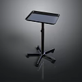 Portable Black Metal Tray Table With Wheeled Base And Square Top For Home Use
