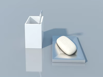 Modern Swing Door With Soap Dish Pen Holder And Reflective Surface 3d model