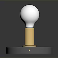 Modern Minimalist Lighting Combination With White Spherical Bulb Golden Pole And Reflective Black Base