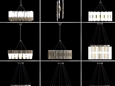 Modern Chandelier Designs With Hanging Metal And Glass Elements In Different Styles 3d model