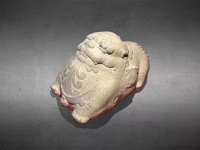 Traditional Mythical Beast Stone Sculpture Carving With Intricate Patterns And Detailed Design 3d model
