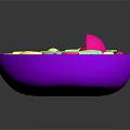 Purple Cell Model Showing Organelles And Hair Like Structures With Nucleus Mitochondria