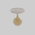 Elegant Modern Dining Table With Unique Brass Base And Smooth Polished Natural Marble Tabletop