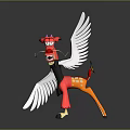 Colorful Mythical Creature Figure Featuring Red Dragon Head White Wings Yellow Legs And Orange Belly