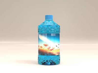 Blue Glass Decorative Ornament Set With Scenic Animal Print For Home Decor 3d model