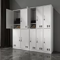White Modern Wardrobe Interior With Multiple Doors Storage Boxes And Shoes Organizer 3d model