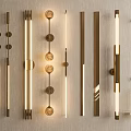 Modern Brass Wall Sconces With Sleek Linear And Circular Decorative Designs 3d model
