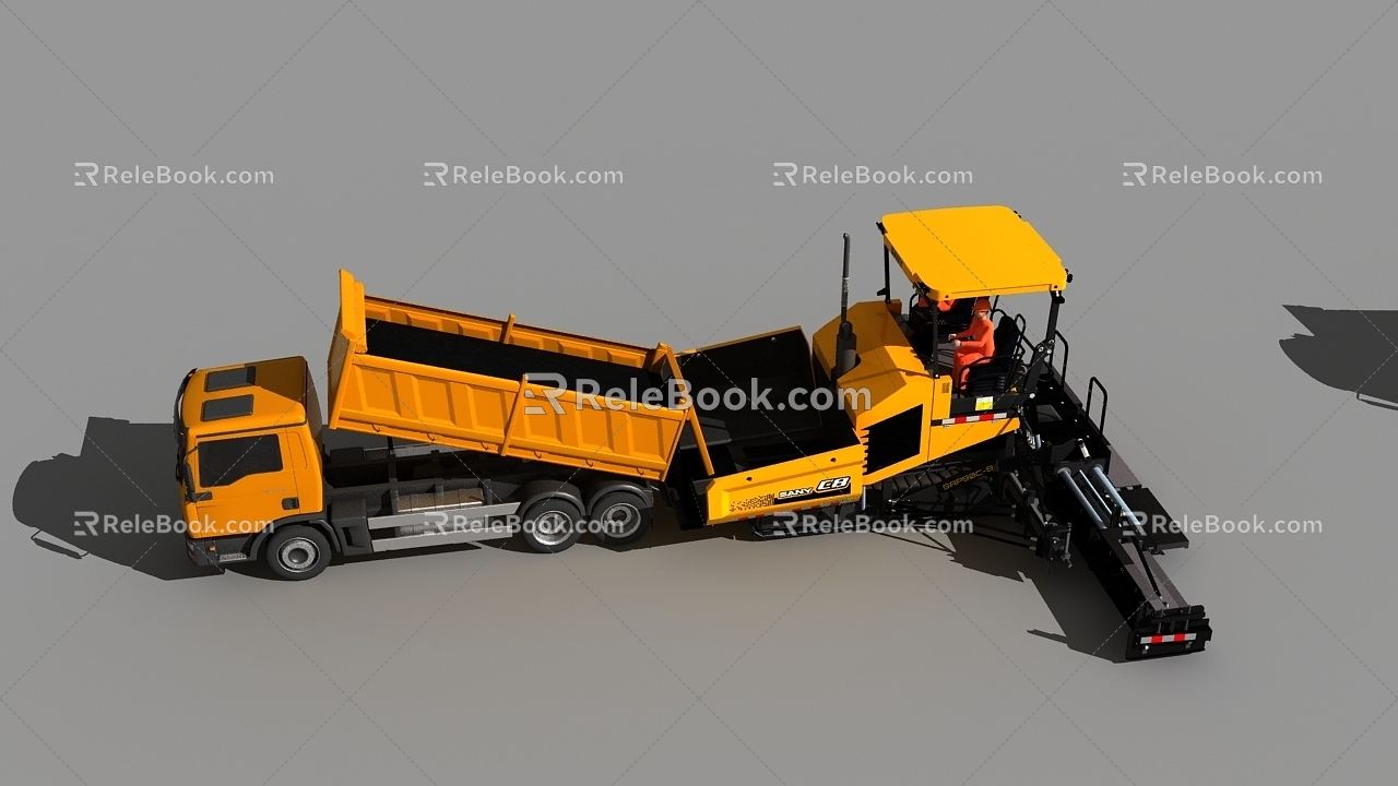 Asphalt paver road paver road construction 3d model