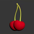 Fresh Ripe Cherries With Red Juicy Fruits And Yellow Stems On Dark Background