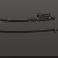 Traditional Samurai Sword With Ornate Handle And Black Scabbard Design