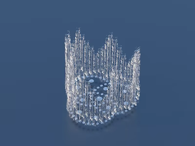 Clear Crown Shaped Garden Ornament With Slender Spires And Bottom Dot Ornaments For Outdoor Decoration 3d model