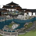 Traditional Chinese Garden Landscape With Ponds Pavilions Bridges And Classic Architecture