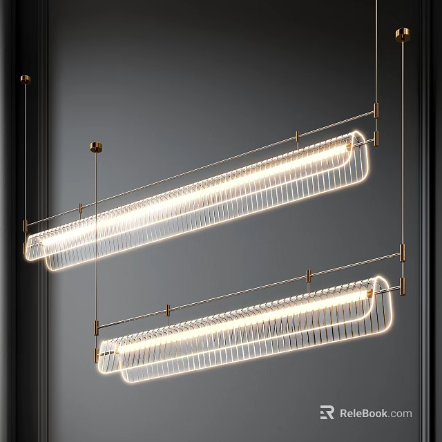 Modern Linear Hanging LED Chandelier With Sleek Metal Frame And Bright Illumination For Interior Spaces 3d model 