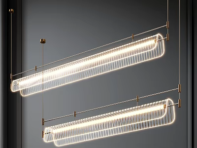 Modern Linear Hanging LED Chandelier With Sleek Metal Frame And Bright Illumination For Interior Spaces 3d model