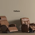 Poliform Brown Leather Reclining Massage Chairs in Modern Living Room Interior