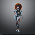 3D Fantasy Character Design With Blue Skin Red Headdress And Decorative Outfit