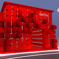 ORA Brand Exhibition Pavilion With Colorful Honeycomb Design Lawn And Lighting