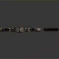 Ornate Blue Metal Sword With Intricate Hilt And Decorative Wooden Scabbard