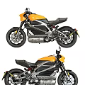 Orange Modern Motorcycle with Black Frame and Sporty Design Showcased in Dual Angles