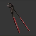 Professional Hardware Tool Pliers with Metal Jaws and Red Handles on Dark Background