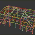 Golden Metallic Building Framework Structure With Support Beams Floor Joists And Columns