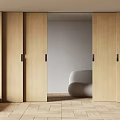 Modern Interior Design With Wooden Sliding Doors And Light Wooden Floor Plus Sofa