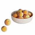 Fresh Ripe Peaches in White Bowl with Two Fallen Beside