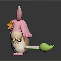 Plant Themed Cartoon Characters White With Green Leaves And Pink With Yellow Flower