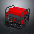 Red Portable Generator With Black Frame Wheels And Control Panel For Outdoor Power Supply