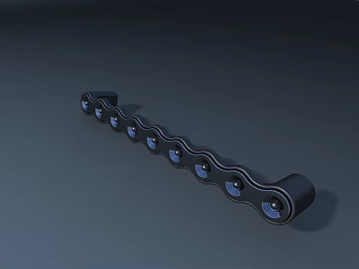 Black Wave Shaped Door Handle With Round Metal Elements Arranged In Line 3d model