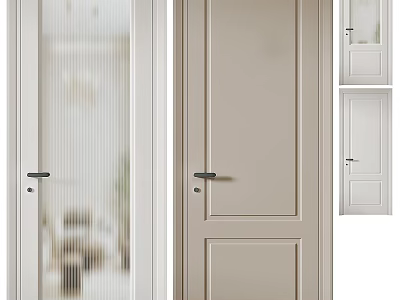 Beige Interior Swing Doors With Glass Panel And Solid Panel Designs 3d model