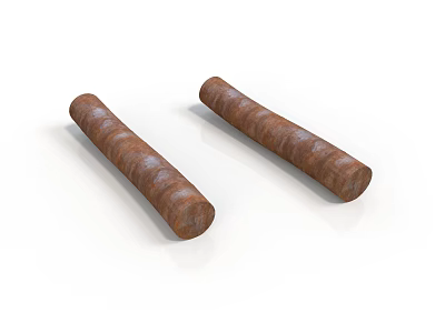 Two Brown Hand Rolled Cigars With Textured Surface On White Background 3d model