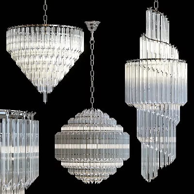 Decorative Crystal Chandeliers With Various Hanging Designs And Glass Details 3d model
