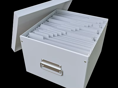 White File Storage Box With Open Lid And Organized Folders Inside 3d model