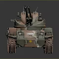 Detailed Military Tank With Camouflage Paint Turret Gun And Track System