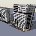 Modern Multi Storey Building Exterior With Large Windows And Columns 3d model
