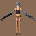 Fantasy Blue Haired Female Character With Feathered Wings And Clawed Feet