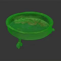 Vintage Bronze Decorative Furniture Circular Basin With Three Legs And Ornate Green Red Patina
