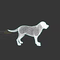 Realistic 3D Model Of Yellow Labrador Dog Standing On Dark Background