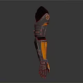 Mechanical Creature Character With Robotic Arm Metallic Structure And Orange Gray Design 3d model