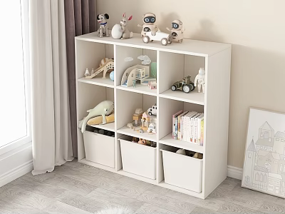 White Storage Cabinet with Drawers and Shelves for Kids Toys and Books Organization in Bedroom 3d model