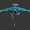 Blue Humanoid Figure In Protective Suit With Backpack Weapon 3D Model Design