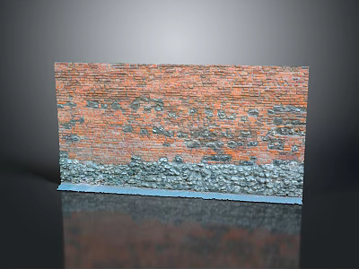 Red Brick Wall Architectural Design With Vintage Texture And Gray Stone Base 3d model