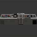 Sci Fi Control Console With Metallic Frame Multiple Panels And Colored Buttons