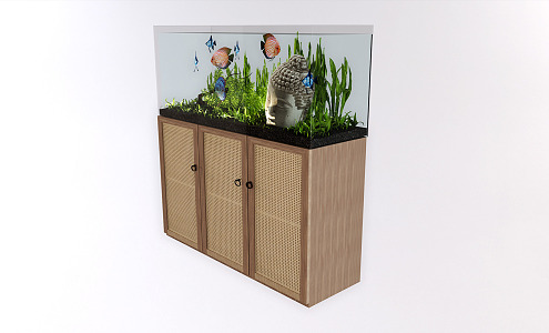 New Chinese Fish Tank Fish Tank Decorative Cabinet 3d model