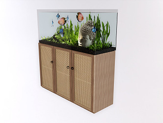 New Chinese Fish Tank Fish Tank Decorative Cabinet 3d model