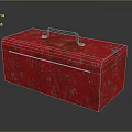 Red Metal Toolbox With Textured Surface And Sturdy Handle For Hardware Storage
