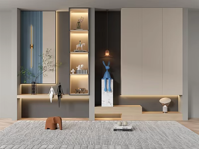 Modern Shoe Cabinet Design With LED Lighting And Decorative Storage Shelves 3d model